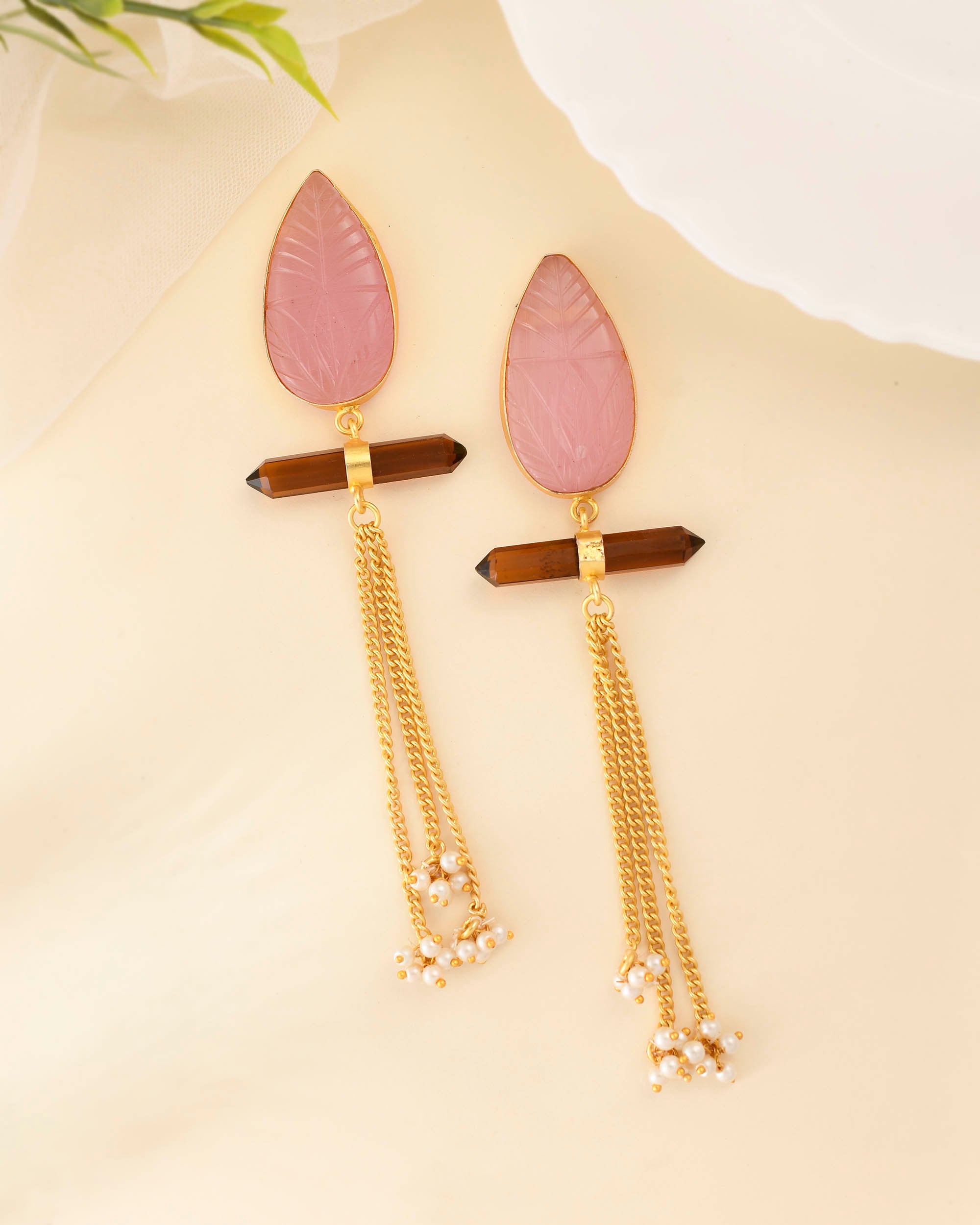 PINK CARVED DANGLERS